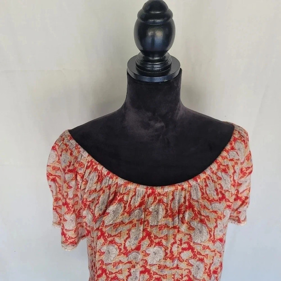 Forever 21 Teen's Junior Top Coral Crop Ruffled Off Shoulder Floral Orange Small - Picture 9 of 10